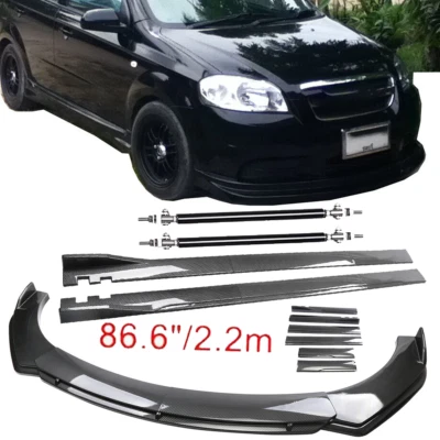 Carbon Fiber Front Lip Chin Bumper Spoiler Side For Chevrolet Aveo - Image 1 of 4