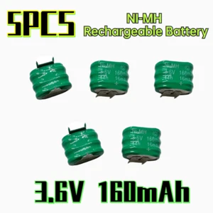 5PCS 3.6V160mAh Ni-MH Rechargeable Battery With 2 Pins/Tabs For PLC Data Backup - Picture 1 of 4