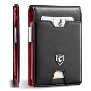Billetera de cuero con bolsillo delantero con clip para billetes RFID - Picture 1 of 7