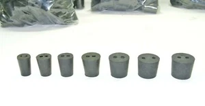 Assortment of 7 SMALL, 2-Hole Rubber Stoppers, Size 00 thru 5.5 VARIOUS SIZES - Picture 1 of 10