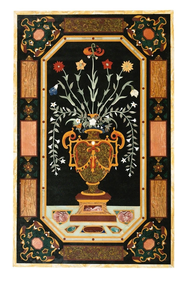 48" x 24" Pietre Dura Floral Marble Inlay Table Top Home Decor - Image 1 of 1