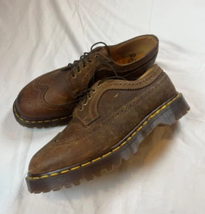 Vintage 1990er Herren Dr Martens 3989 braune Budapester SCHUHE Größe 10 Brogue hergestellt in England - Bild 1 von 18