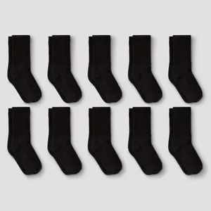 Boys' 10pk Crew Athletic Socks - Cat & Jack™ Black M - Picture 1 of 1