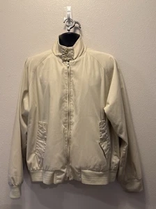Derby Of San Francisco Jacket Mens Size L Ivory Bomber Jacket Lined VTG Preppy - Picture 1 of 3