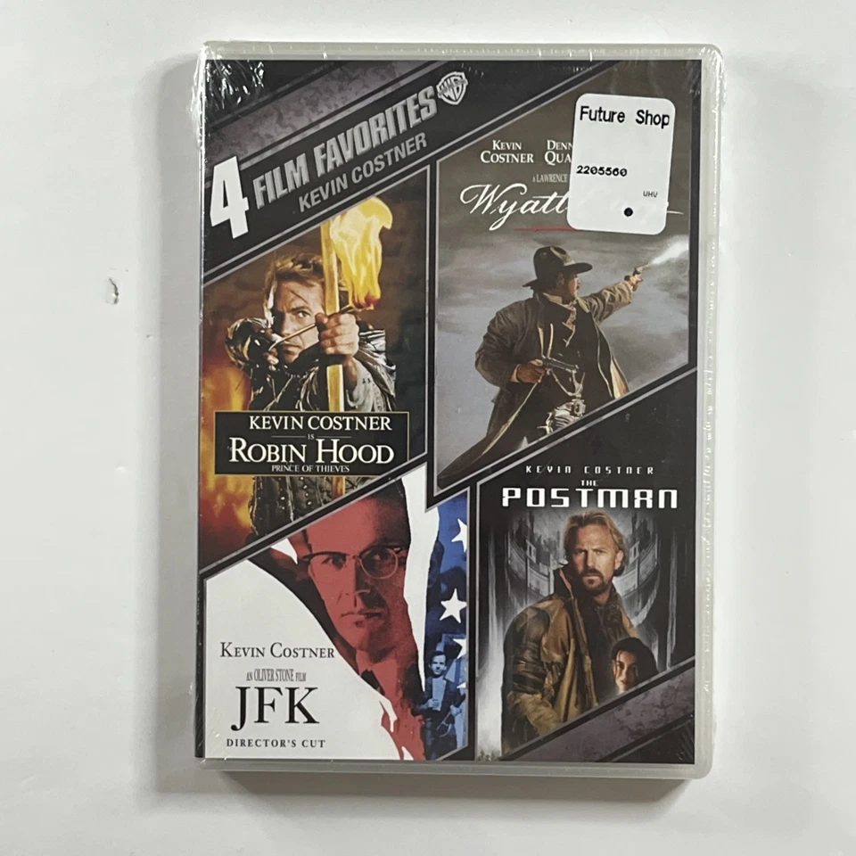 Kevin Costner 4 FILM FAVORITES DVD Set (Robin Hood/Wyatt Earp/JFK/Postman) New! - Image 1 of 4