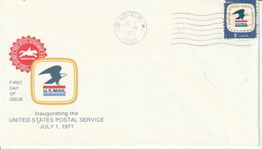 1396 8 cent Postal Service 7-1-71 FDC First Day Ho-Ho-Kus New Jersey - Image 1 of 1