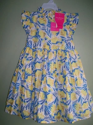 NWT Isaac Mizrahi Dress Girls Size 4 Sleeveless Yellow Blue Flower Floral - Image 1 of 4