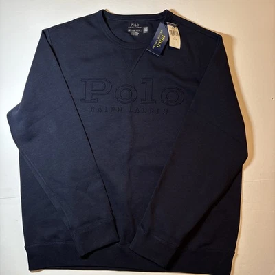 Polo Ralph Lauren 男式标志压花双针织圆领运动衫 XL 全新带标签 — 第 1/4 张图片
