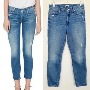 Mother The Looker Crop Graffiti Girl Medium Wash Blue Jeans Mid Rise Women's 30 - Picture 1 of 11
