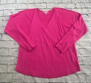 Lilly Pulitzer Women’s Sweater Stasia Pink Pullover Large V Neck 24919 - Picture 1 of 8