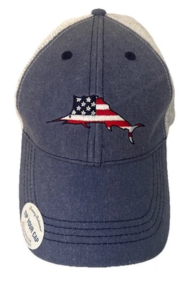 Tommy Bahama Mens Baseball Hat USA Flag Marlin Blue One size NEW - Image 1 of 4