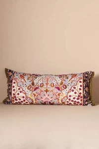 Anthropologie Pippa Pillow Boho Birds Fringe Lumbar Long 12X27 NWT - Picture 1 of 7