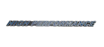 Chrome & Blue High Performance Engine Logo Emblem Badge Name Plate - 7" Long - Image 1 of 2
