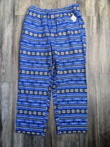 NWT Lands End Pajamas Adult Large 36-38 Blue Hanukkah Holiday Lounge Pants Mens - Picture 1 of 6