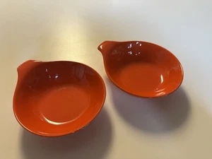 Pair Russel Wright Bauer Pottery Orange American Modern Bowls MCM - Picture 1 of 5