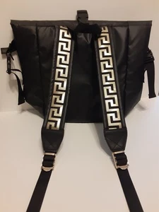 VERSACE PARFUMS Rider Backpack Gym Travel Bag Black Gold w/ Shoulder Strap - Picture 1 of 9