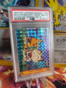 Pokemon Card #258 Prism Meowth & Pikachu Carddass Vending Anime Japanese PSA 8 - Picture 1 of 5