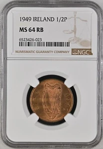 IRELAND Penny 1949, 1d, NGC MS 64 RB, Toned Surfaces, UNC / BU. F2 - Picture 1 of 2