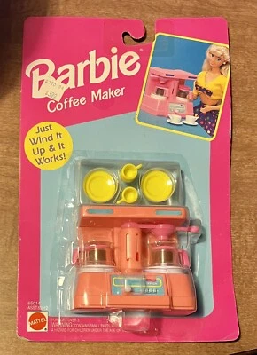 Vtg 90s Barbie Mattel Pink Dual Coffee Maker Accessory 65014 in Original Pkg - Image 1 of 4
