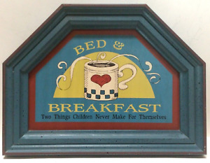 Vintage Bed & Breakfast deux choses que les enfants ne font jamais d'humour bois panneau mural 855A