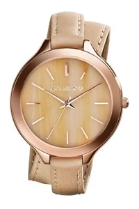 MICHAEL KORS LADIES MK2347 ROSE GOLD CASE ACRYLIC HORN FACE WRAP AROUND WATCH - Picture 1 of 2