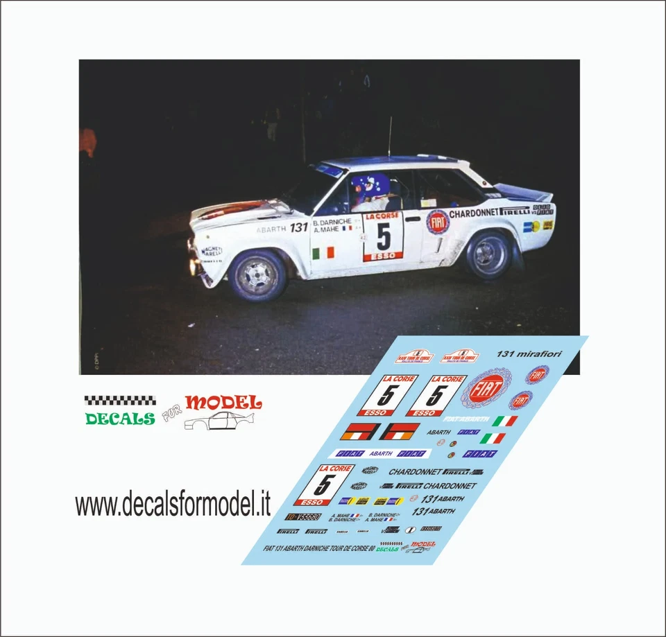 DECALS 1:43 FIAT 131 DARNICHE TOUR DE CORSE 1980 - Immagine 1 di 1