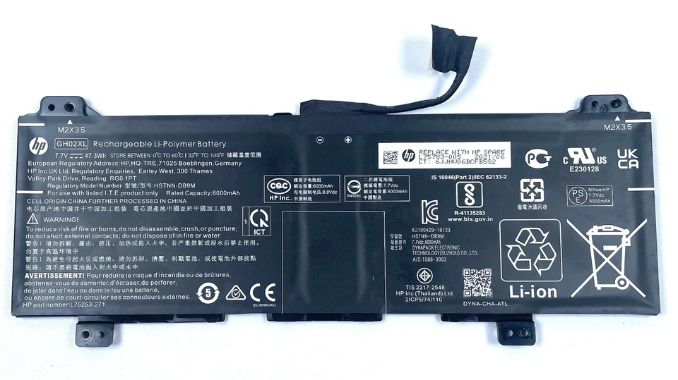 L75783-005 GH02XL 惠普 Chromebook X360 14A-CA 14A-Na 14B-CB 47.3WH 电池 正品 — 第 1/1 张图片