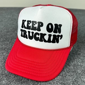 Keep On Trucking Trucker Hat Snapback Red Mesh Rope Classic 70s 80s - Picture 1 of 9