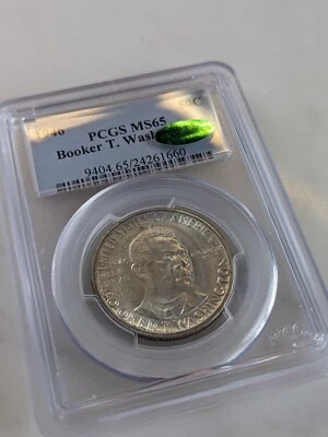 1946 BOOKER T WASHINGTON SILVER COMMEMORATIVE HALF DOLLAR PCGS MS65 CAC - Image 1 of 4
