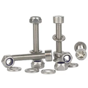 M5 M6 Torx Cap Screws With Nyloc Lock Nuts & Flat Washers A2 Stainless Steel - Picture 1 of 9