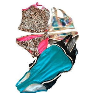 Speedo Women's Athletic Swimsuit Bundle - Size 10 - Multicolor Leopard Print Tur - Picture 1 of 8