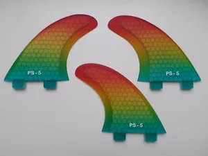 PERFORMANCE CORE surfboard THRUSTER FINS rainbow (set x 3) hexcore FCS compatib - Picture 1 of 10