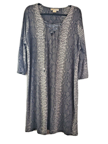 Abito donna Michael Kors 1X taglie forti stampa pelle di serpente midi manica 3 4 spandex