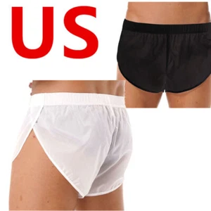 Pantalones cortos para hombre semi transparentes laterales cintura elástica dividida boxer playa - Imagen 1 de 21