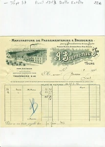 Dépt 37 - Tours 143 Bld Heurteloup - Belle Entête d'une Manufacture de 1913 - Picture 1 of 1