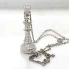 1Ct Round Lab Created Diamond Chess King Piece Charm Pendant 925 Sterling Silver