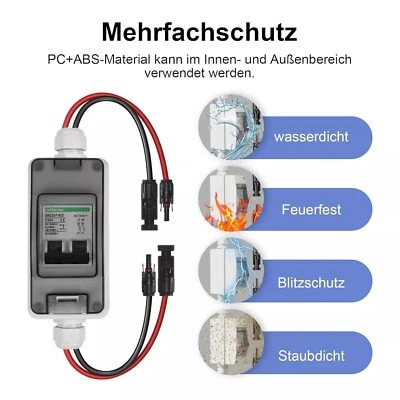 SOL-TEC DC Leitungsschutzschalter Solar Photovoltaik Trennschalter PV Solarpanel