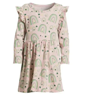 Pink Rainbow Toddler Long Sleeve Dress BABY And TODDER GIRLS CHOOSE SIZE NEW - Picture 1 of 6