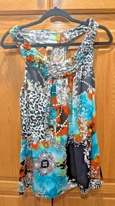 Vintage Cocomo Women Colorful Vacation Razor Back Sleeveless Round Neck 1X - Picture 1 of 9