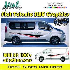 SWB FIAT TALENTO CÁMPER AUTOCARAVANA RAYAS GRÁFICOS CALCOMANÍAS CUALQUIER COLOR ST 002 - Imagen 1 de 4