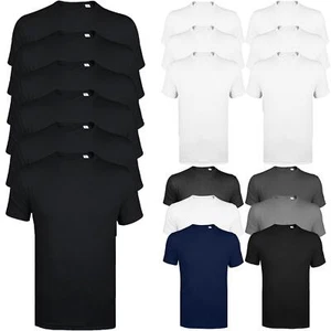 6 Pack Mens T-Shirt Short Sleeve Shirt Crew Neck Plain Assorted 100% Cotton Top - Picture 1 of 13