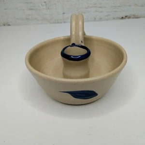 Williamsburg Salt Glaze Pottery Low Profile Candle Stick Holder w/Handle Cobalt - Picture 1 of 8