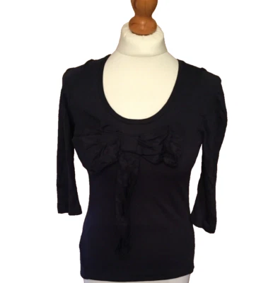 MANGO MNG COLLECTION Navy Blouse  U.K.  XS. (6-8) Bow To Front BNWTS - Image 1 of 4