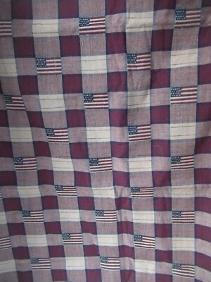 American Flag Plaid Woven Red Wine Cotton Blend  Fabric   SZ 30"  X45"  NEW - Image 1 of 4