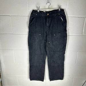 Pantalones de mezclilla vintage Carhartt para hombre W32 negros de doble rodilla ropa de trabajo de carpintero - Imagen 1 de 12