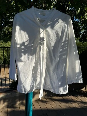 KRISTA LARSON ХРУСТЯЩИЙ БЕЛЫЙ 100% ХЛОПОК БЛУЗКА - Изображение 1 из 4