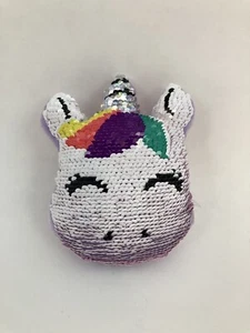 Unicorn Sequins Soft Plush Stuffed Animal Pink Purple White Clip On 5" - Picture 1 of 3