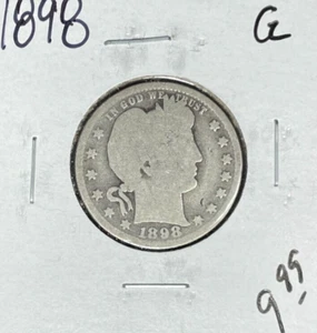 Cuarto de plata de peluquero 1898 ~bueno ~bonita moneda~ - Imagen 1 de 2