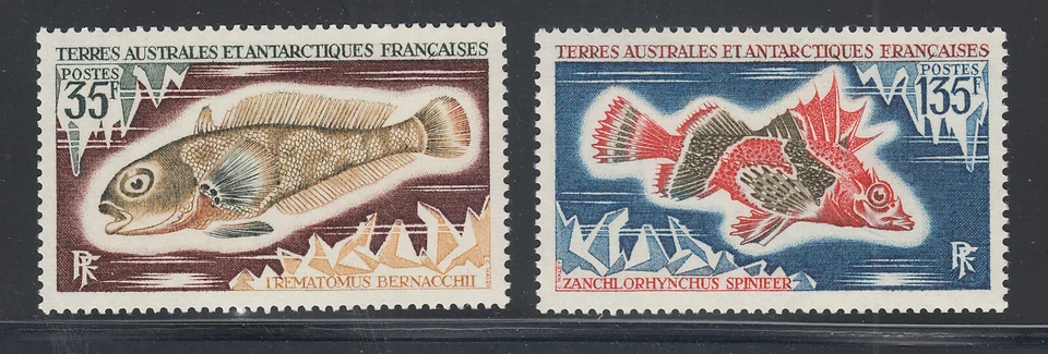 FSAT Sc 43-44 MNH. 1971 Fish, top 2 values, fresh, VF - Image 1 of 1