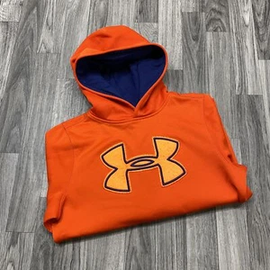 UNDER ARMOUR Graphic Print Pullover Orange Hooded Sweatshirt Hoodie Boy's Size M - Picture 1 of 8